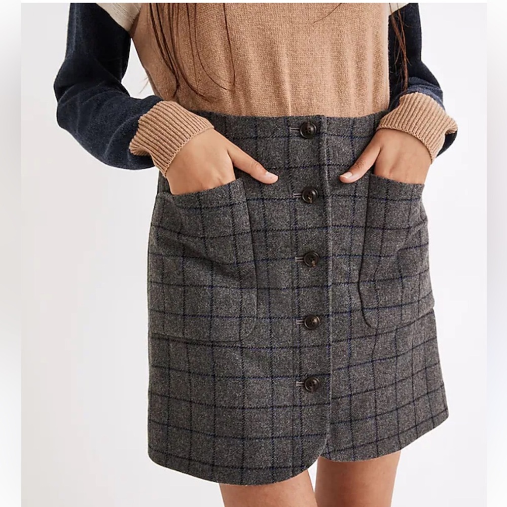 Madewell Wool Button Up Skirt